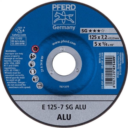 PFERD Aluminium Grinding Disc 125x7.0mm 10Pk