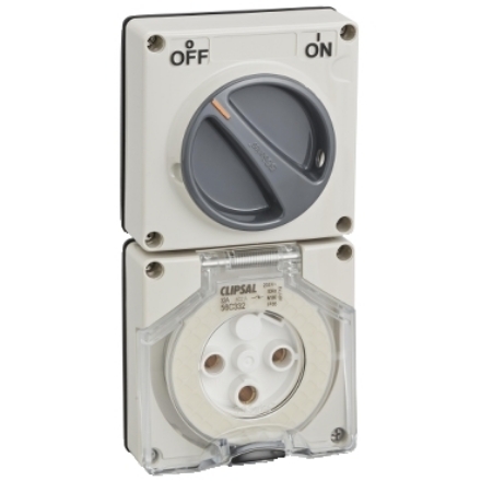  PDL32 32A 3 Pin 250V Switched Wall Outlet Socket