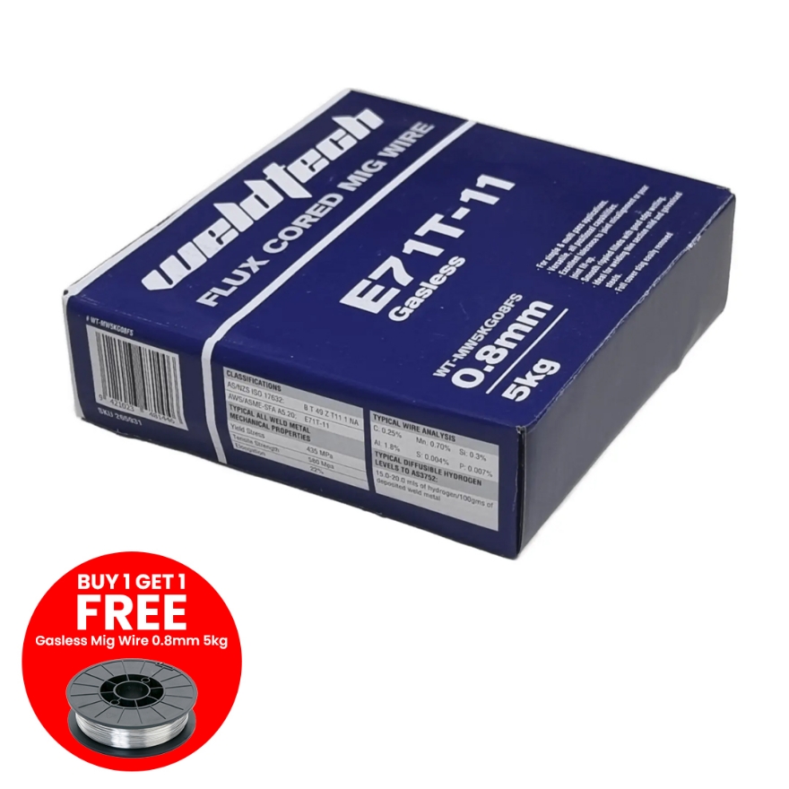 Weldtech E71T-11 Gasless Flux-Cored 0.8mm Mig Wire 5kg